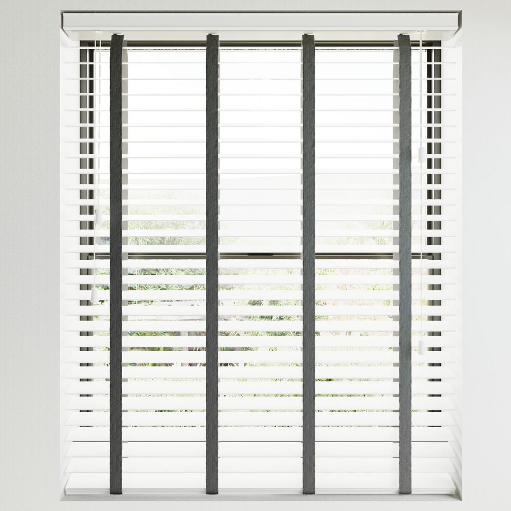Real Wood Bliss White with Gunmetal Tapes 