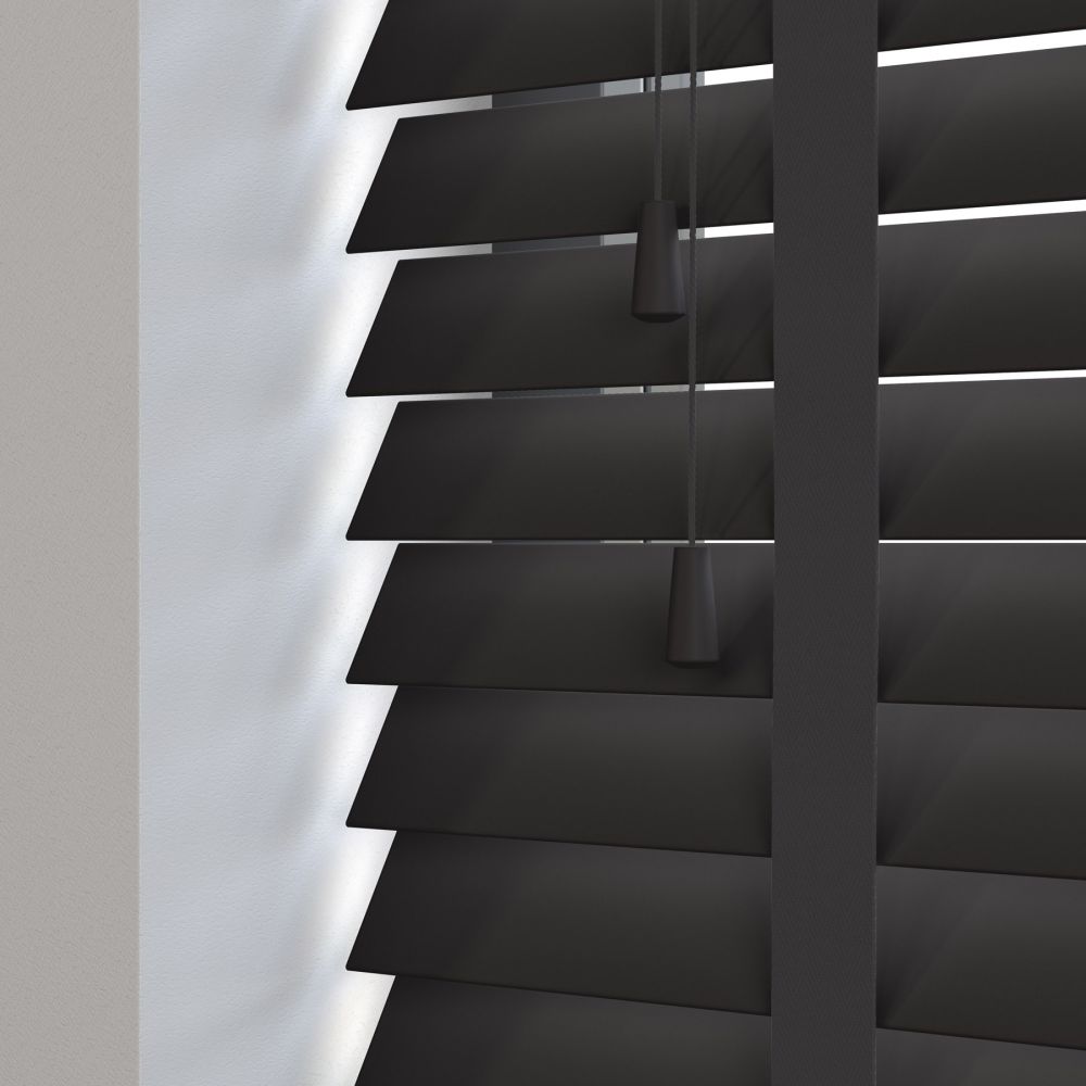 Essentials Black Wood Taped Venetian Blind