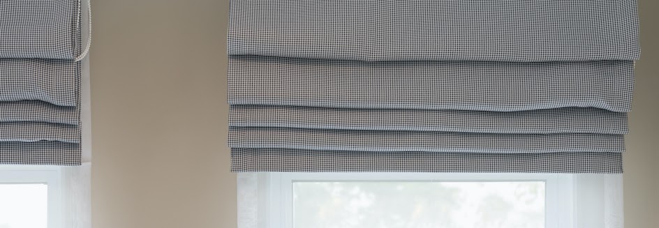 Roman blind rolled up