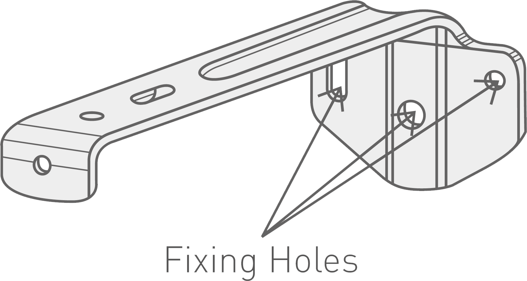 A closeup drawing on a vertical blind bracket A closeup drawing on a vertical blind bracket